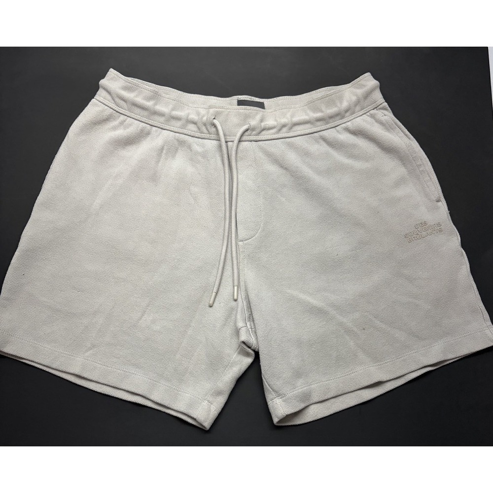 H&M Shorts Mens‎ M Beige Drawstring Lounge Casual Cotton Blend Sweat Shorts